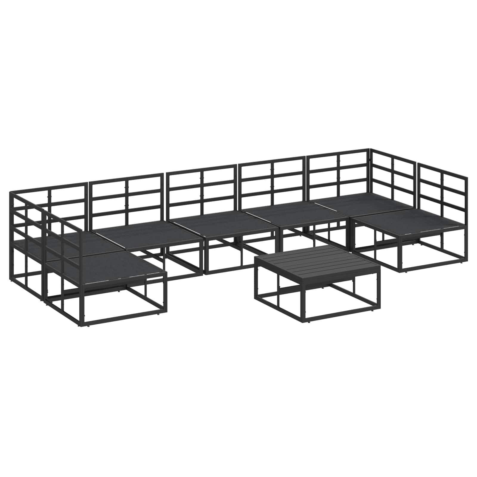 Gartensofa-set mit Kissen 8 pcs Schwarz Aluminium