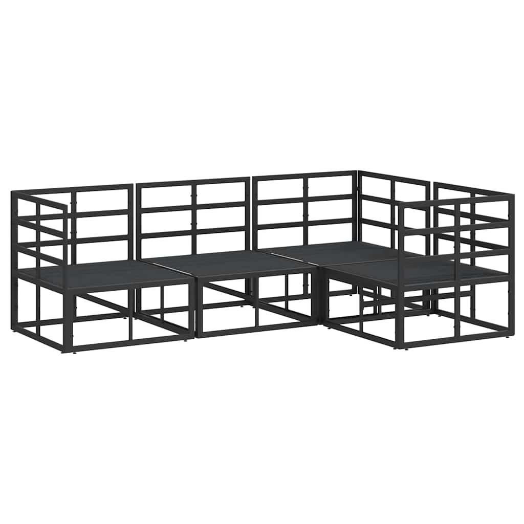 Gartensofa-set 4 stk. Schwarz Aluminium