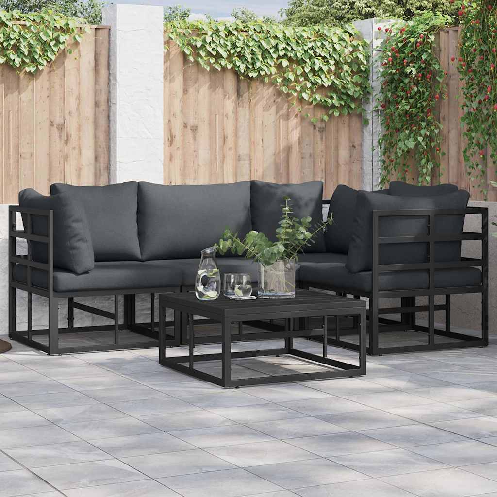 Gartensofa-set 5 stk. Schwarz Aluminium