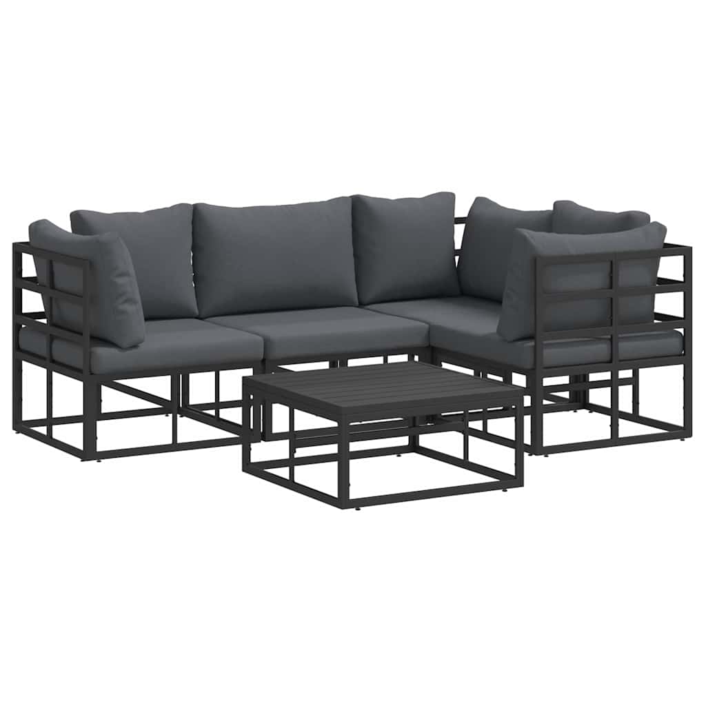Gartensofa-set 5 stk. Schwarz Aluminium