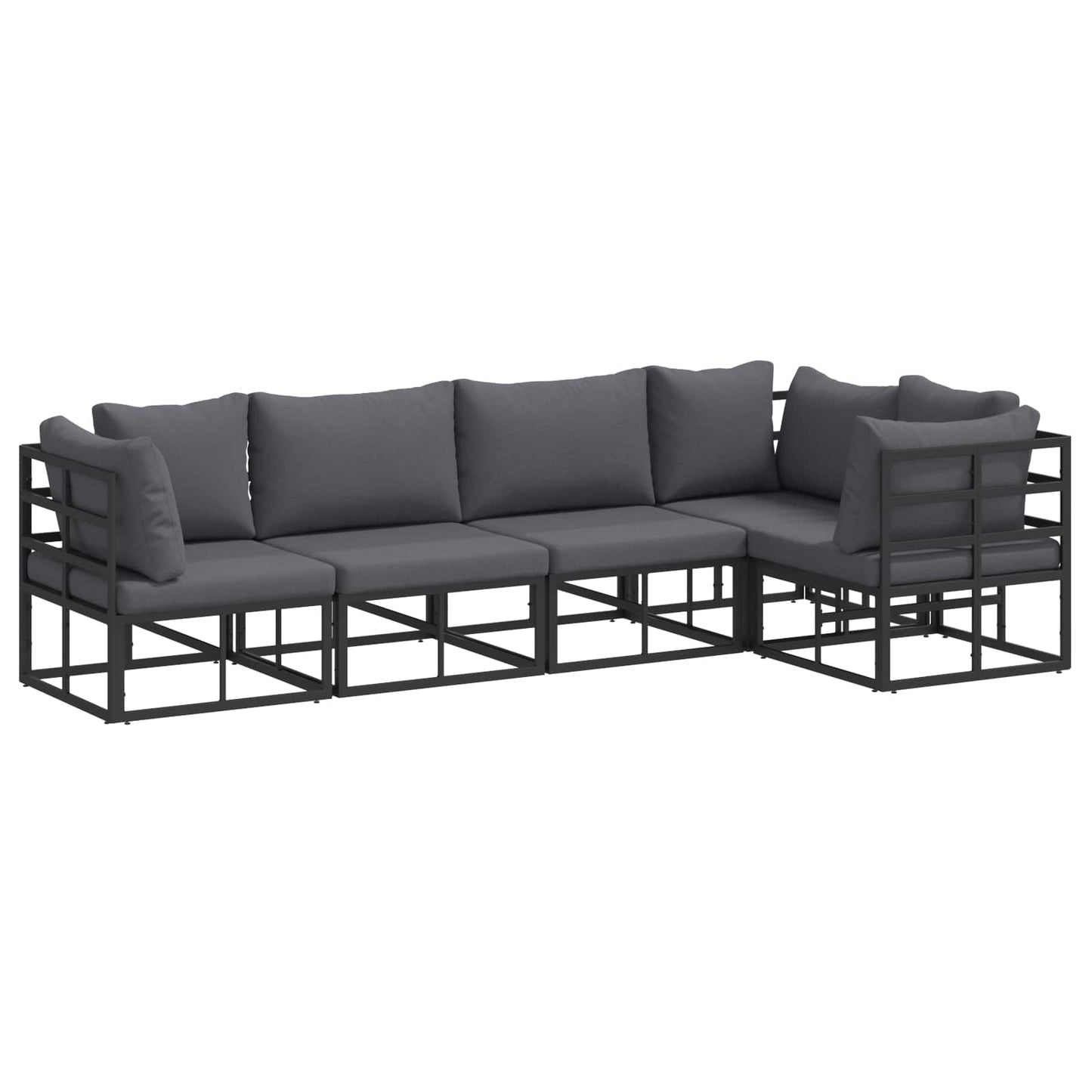 Gartensofa-set 5 stk. Schwarz Aluminium