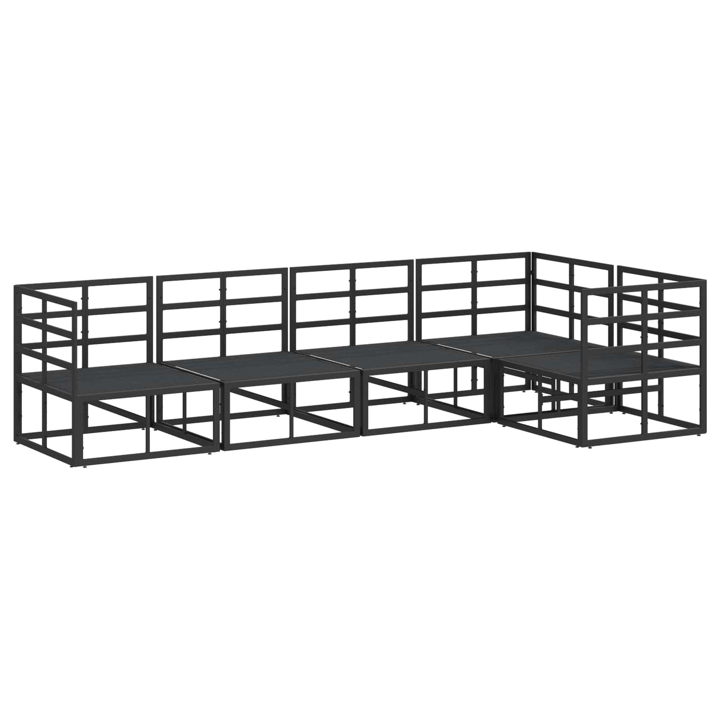 Gartensofa-set 5 stk. Schwarz Aluminium