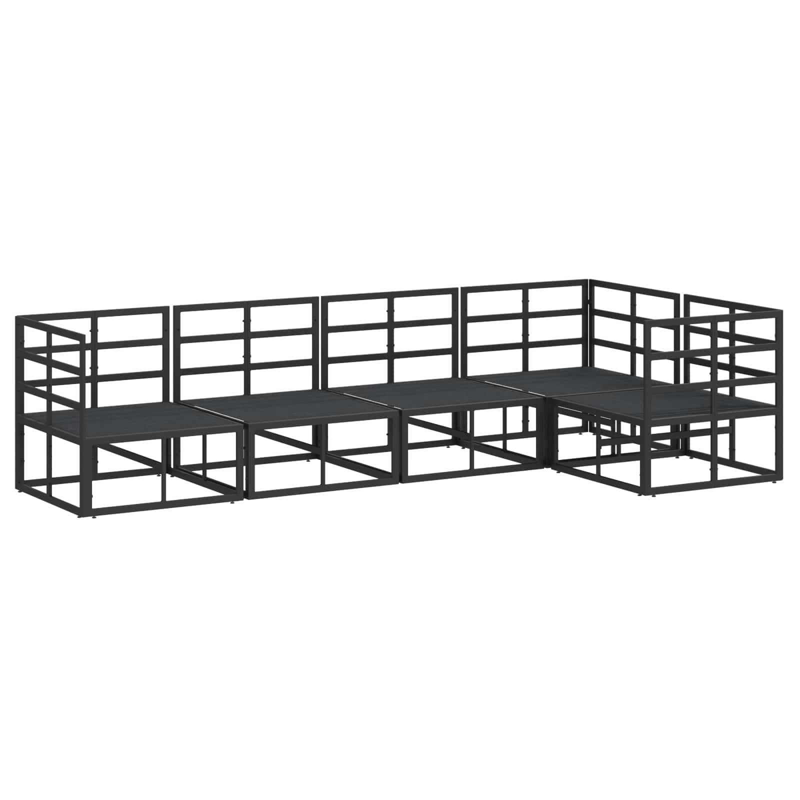 Gartensofa-set 5 stk. Schwarz Aluminium
