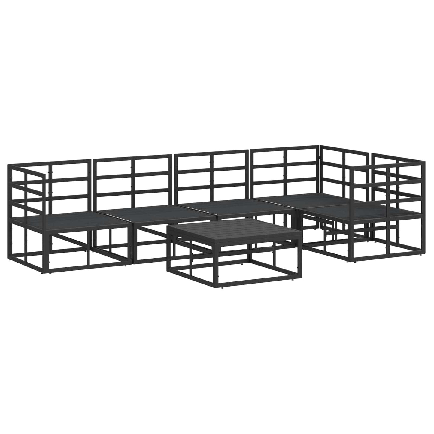 Gartensofa-set mit Kissen 6 pcs Schwarz Aluminium