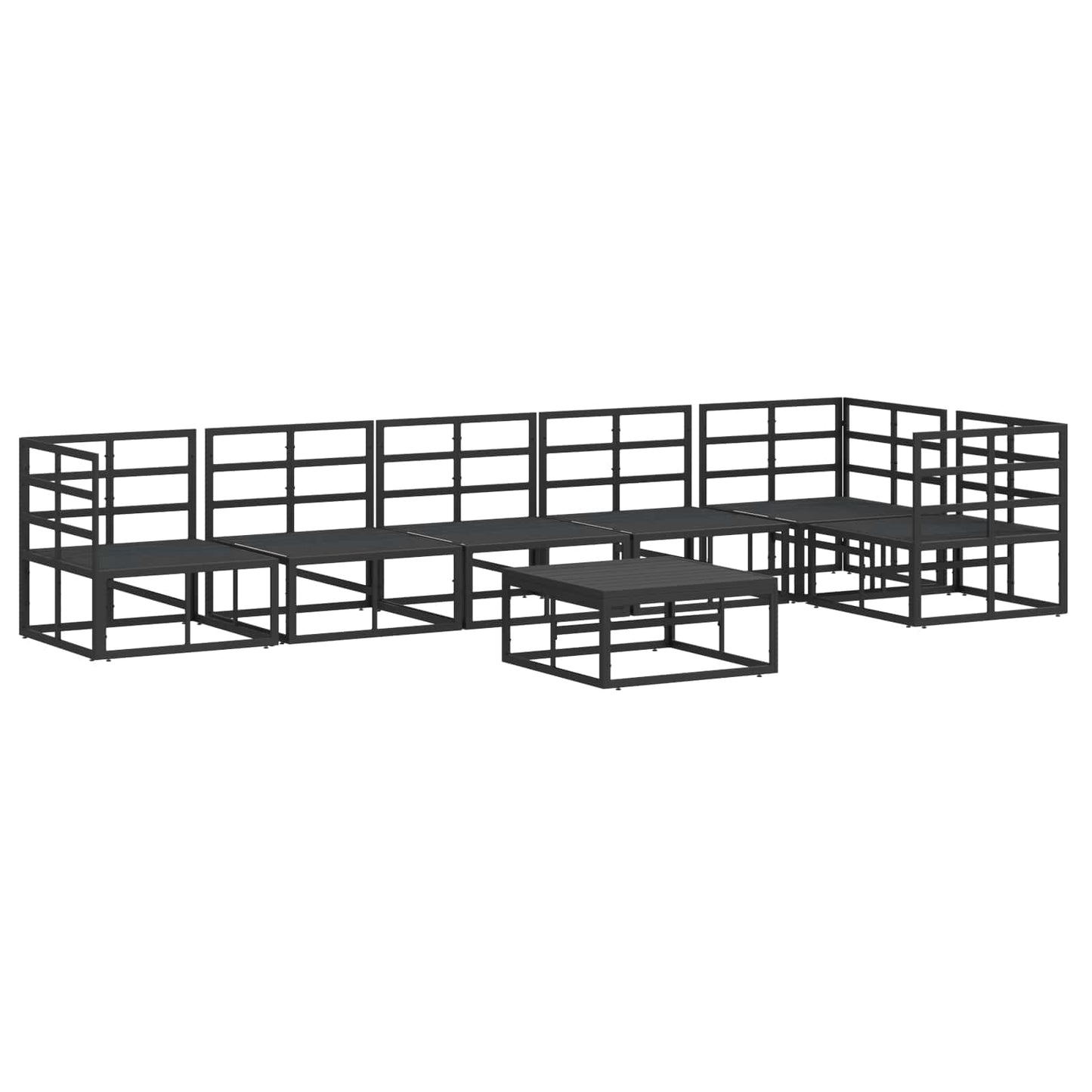 Gartensofa-set mit Kissen 7 pcs Schwarz Aluminium