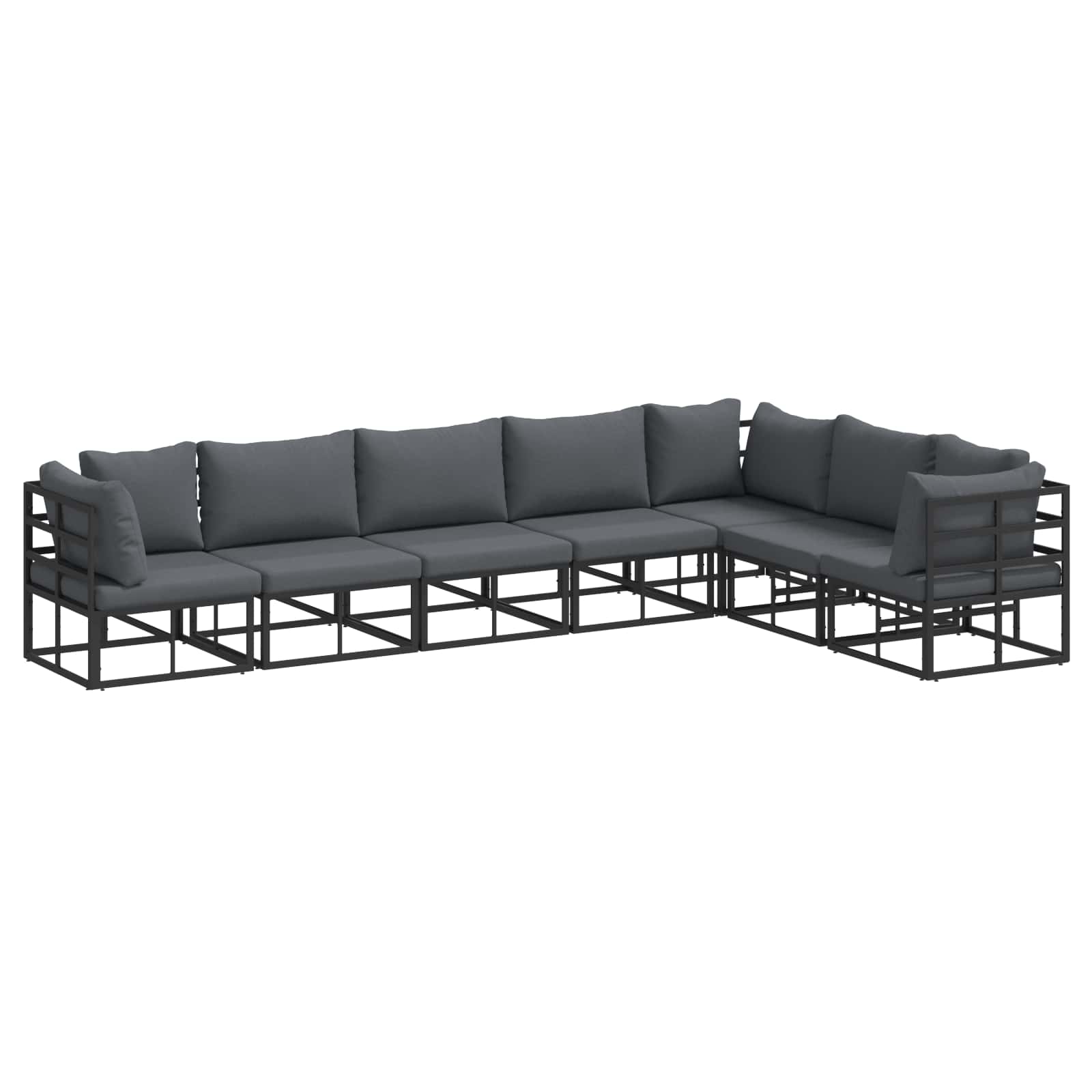 Gartensofa-set 7 stk. Schwarz Aluminium