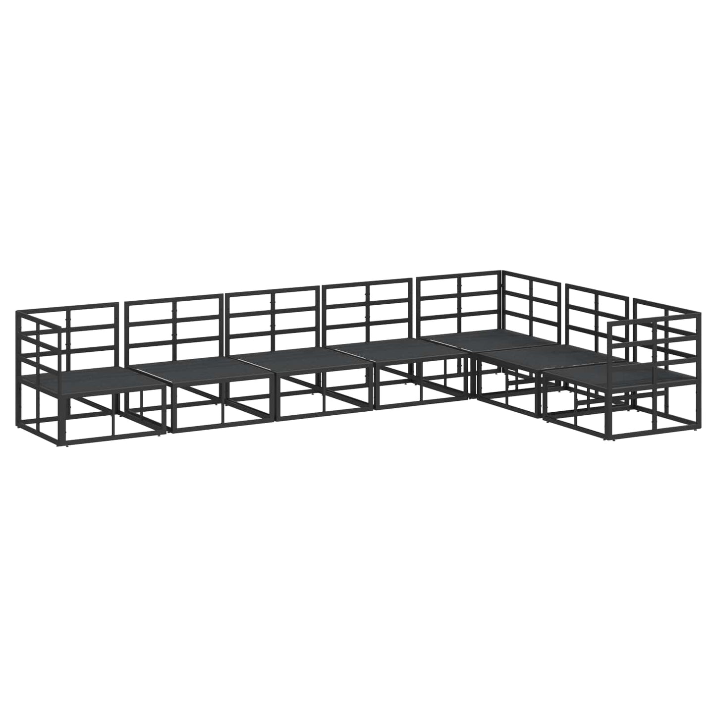 Gartensofa-set 7 stk. Schwarz Aluminium
