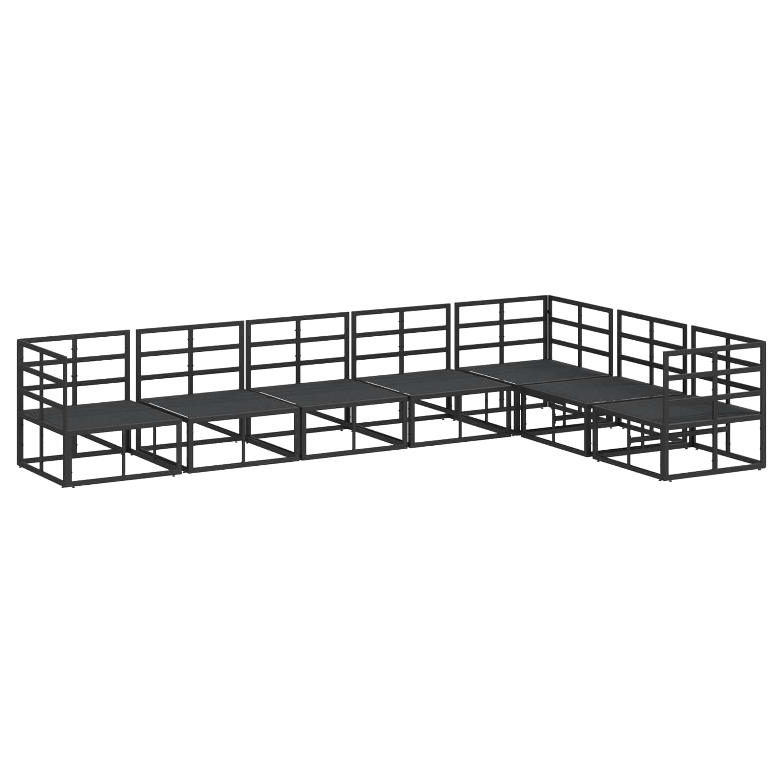 Gartensofa-set 7 stk. Schwarz Aluminium