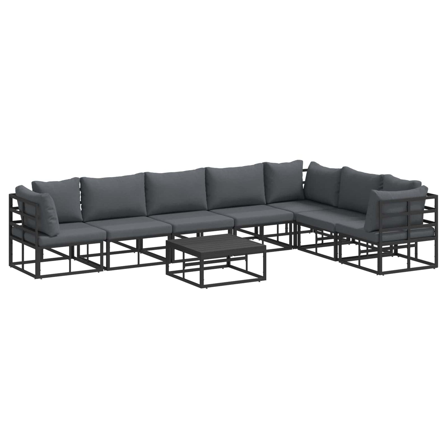 Gartensofa-set 8 stk. Schwarz Aluminium