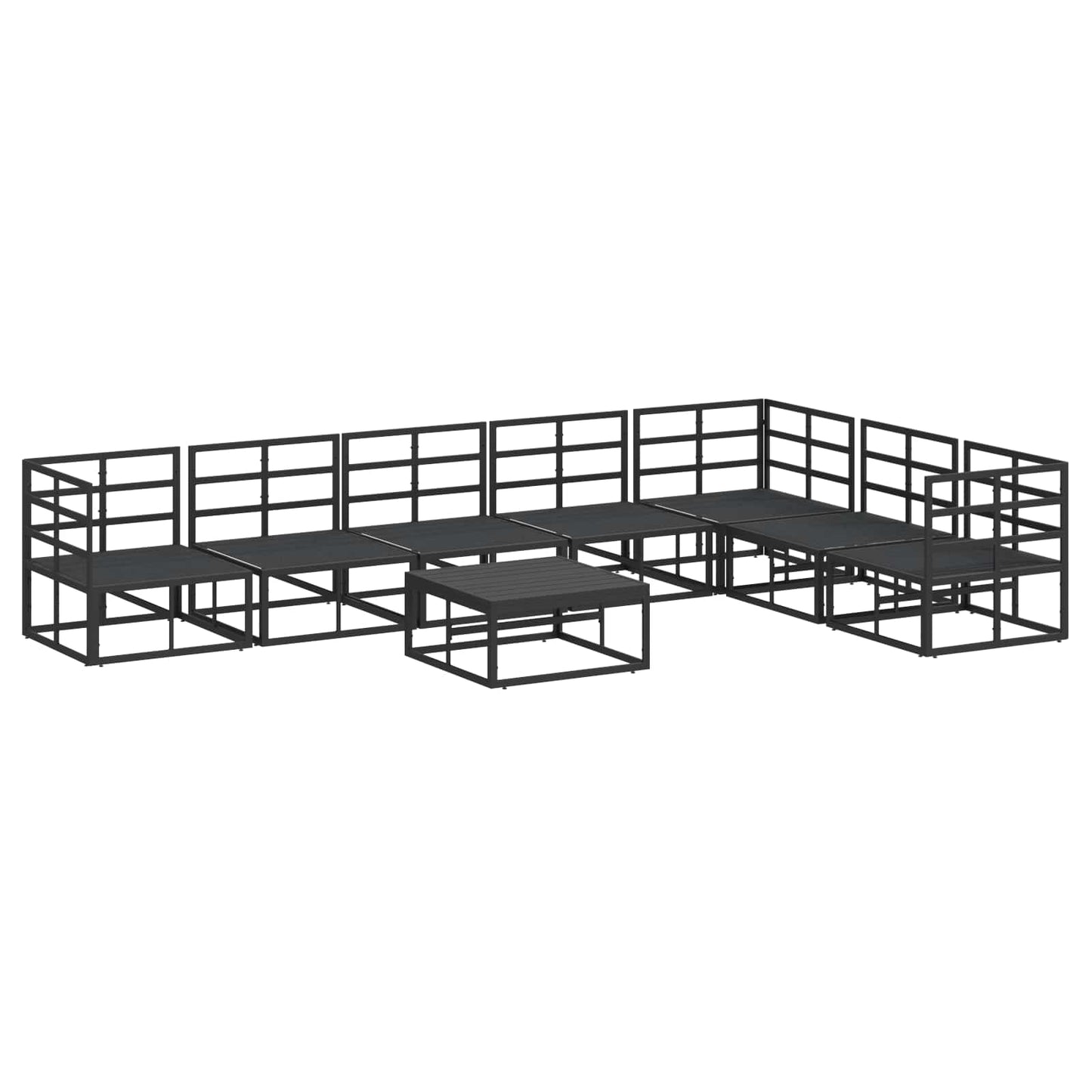 Gartensofa-set 8 stk. Schwarz Aluminium