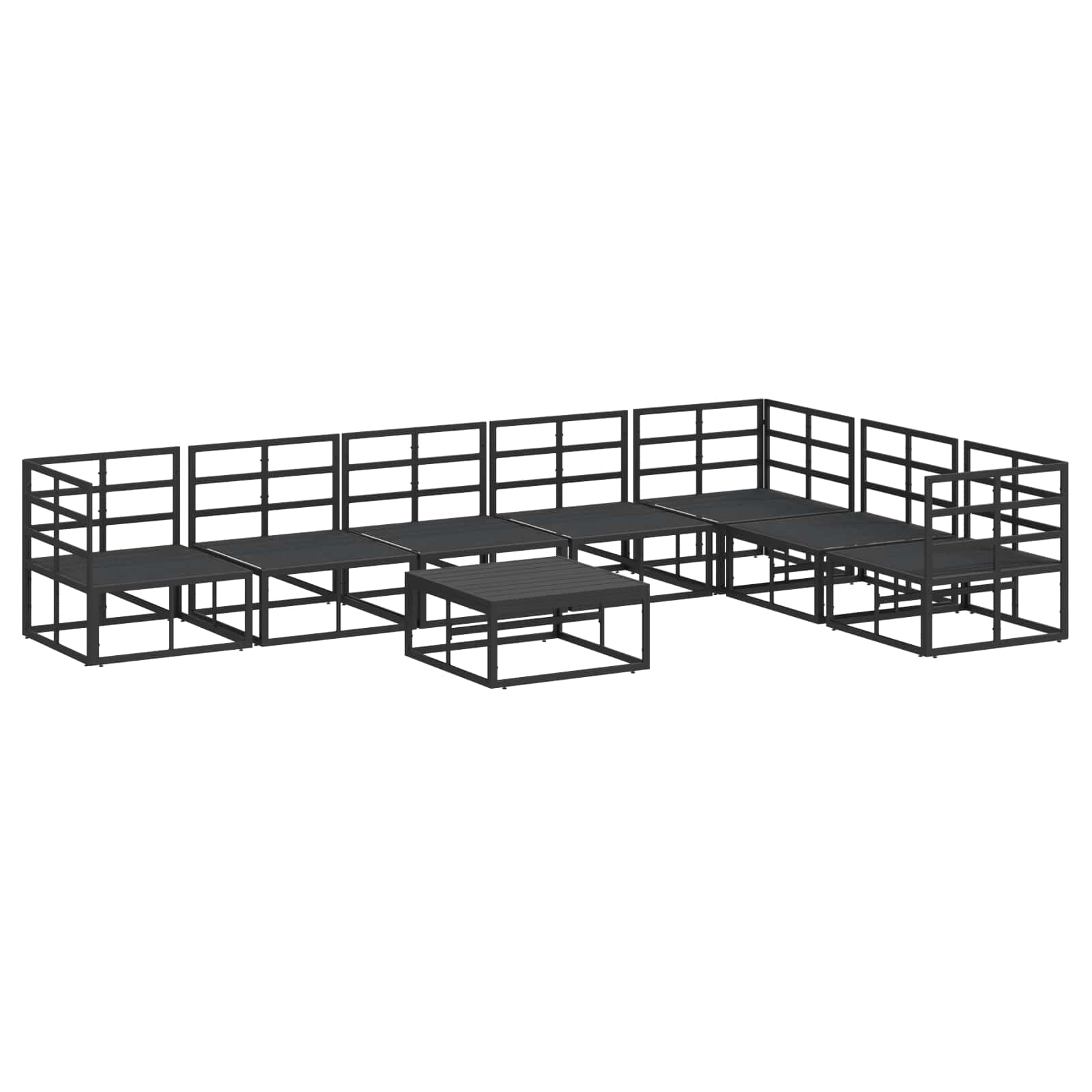 Gartensofa-set 8 stk. Schwarz Aluminium