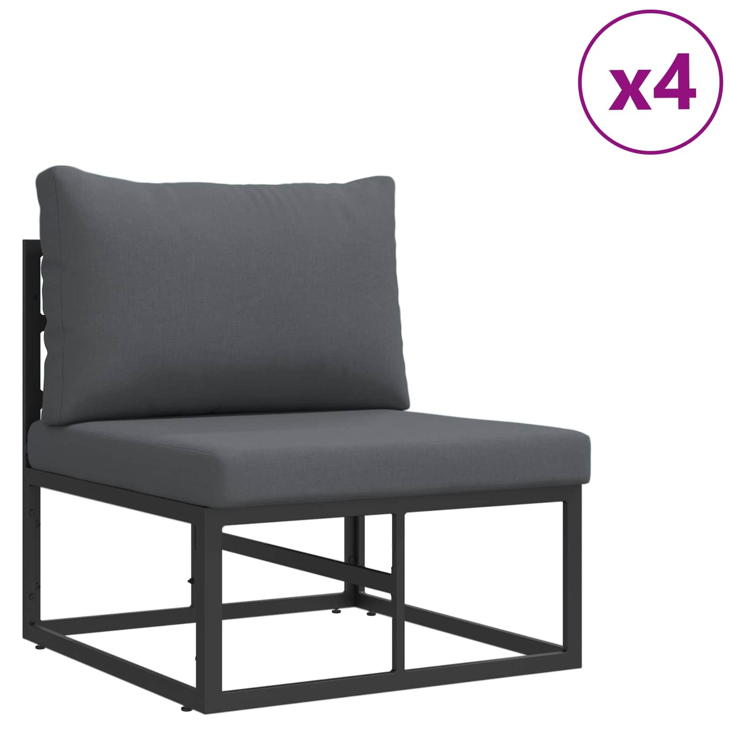 Gartensofa-set 8 stk. Schwarz Aluminium
