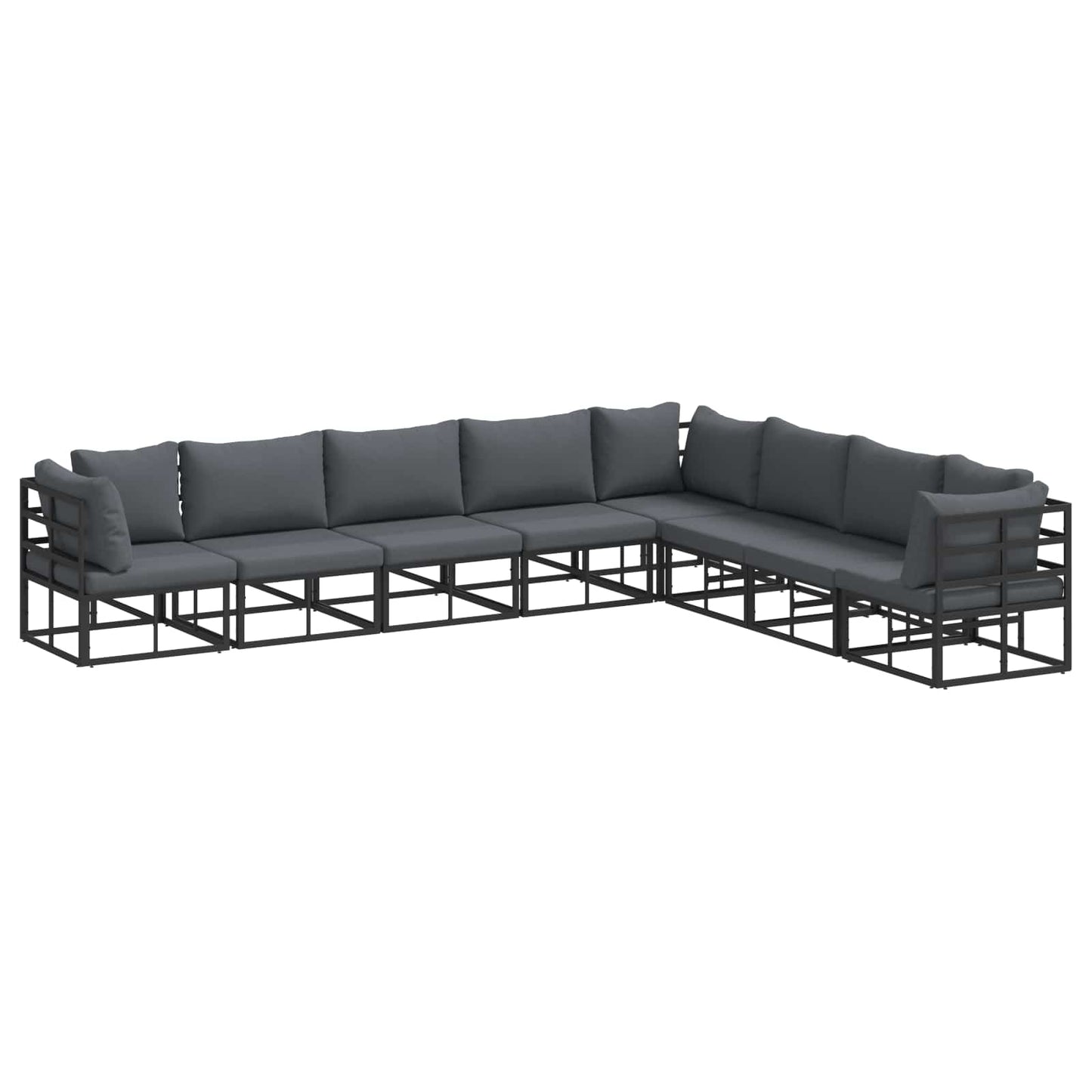 Gartensofa-set 8 stk. Schwarz Aluminium