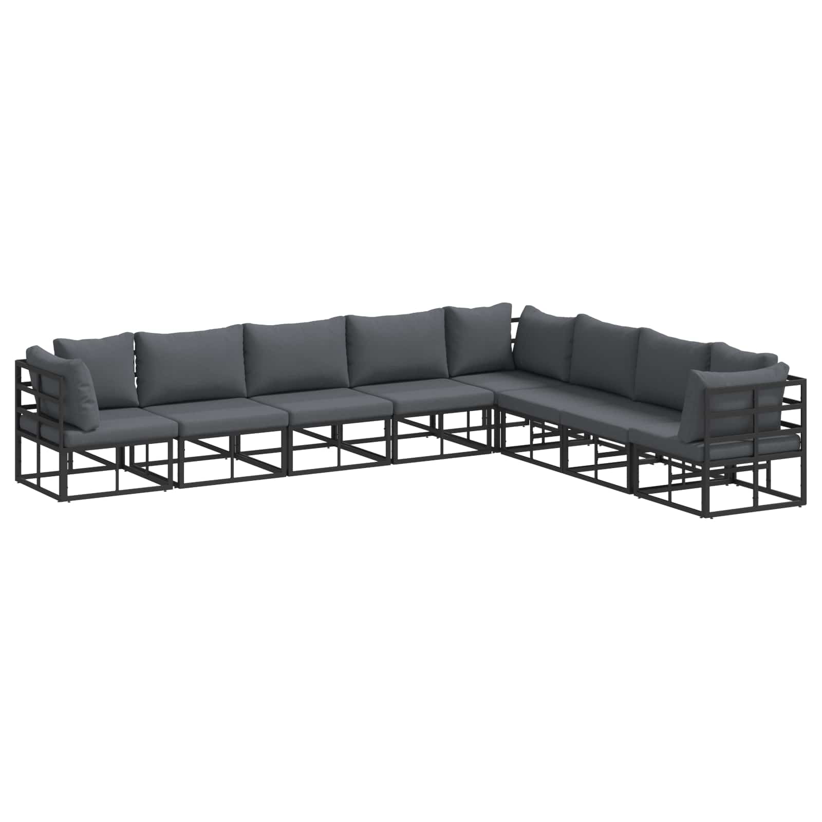 Gartensofa-set 8 stk. Schwarz Aluminium