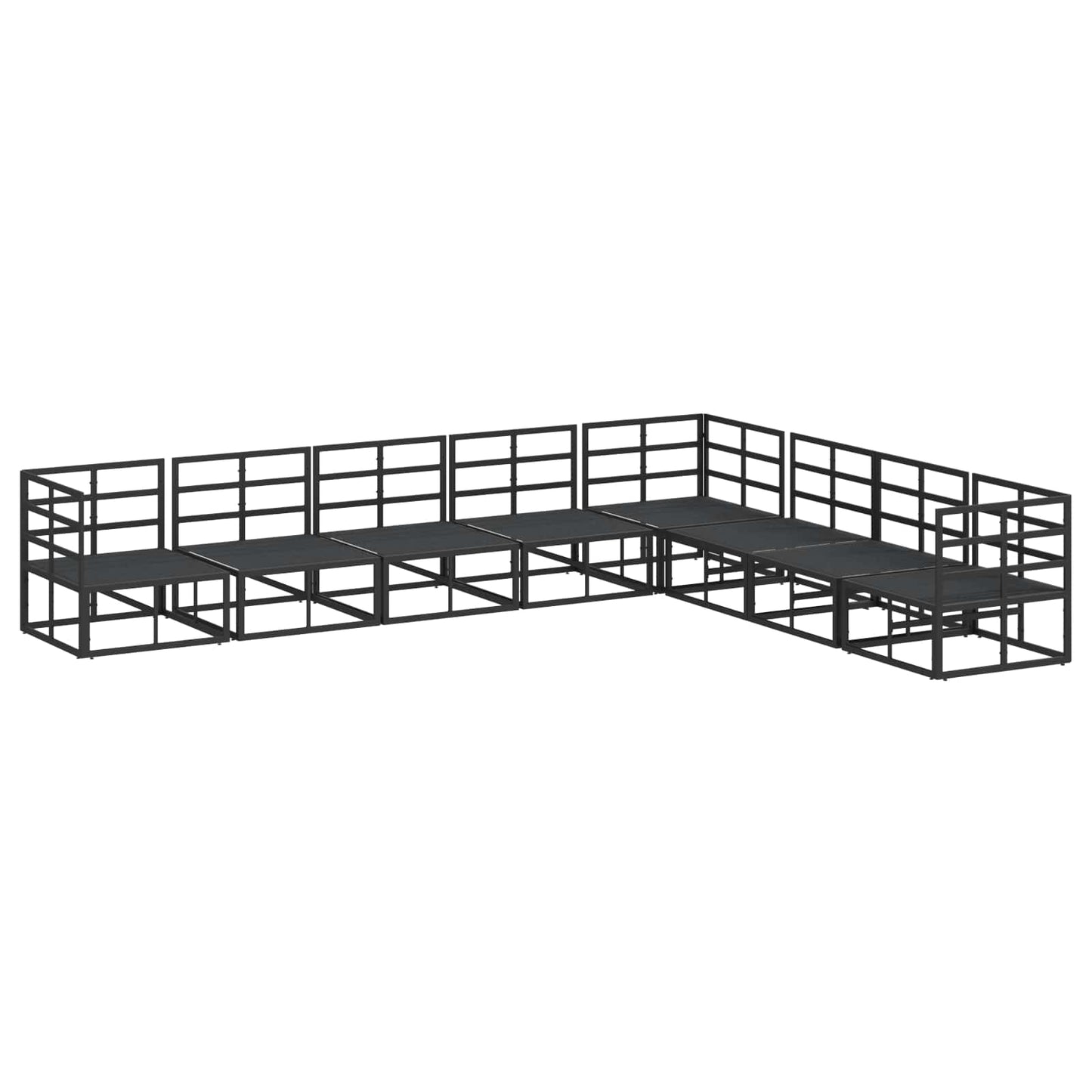 Gartensofa-set 8 stk. Schwarz Aluminium
