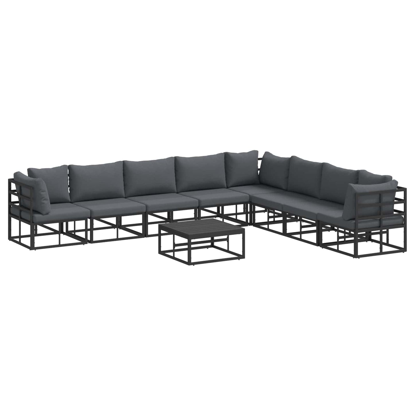 Gartensofa-set 9 stk. Schwarz Aluminium