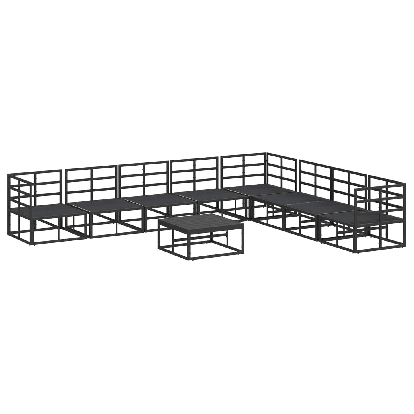 Gartensofa-set 9 stk. Schwarz Aluminium