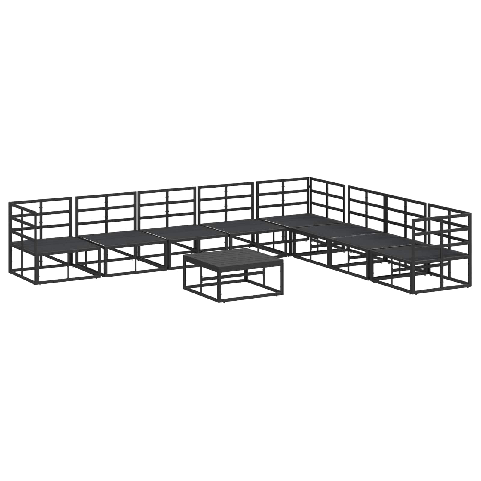 Gartensofa-set 9 stk. Schwarz Aluminium