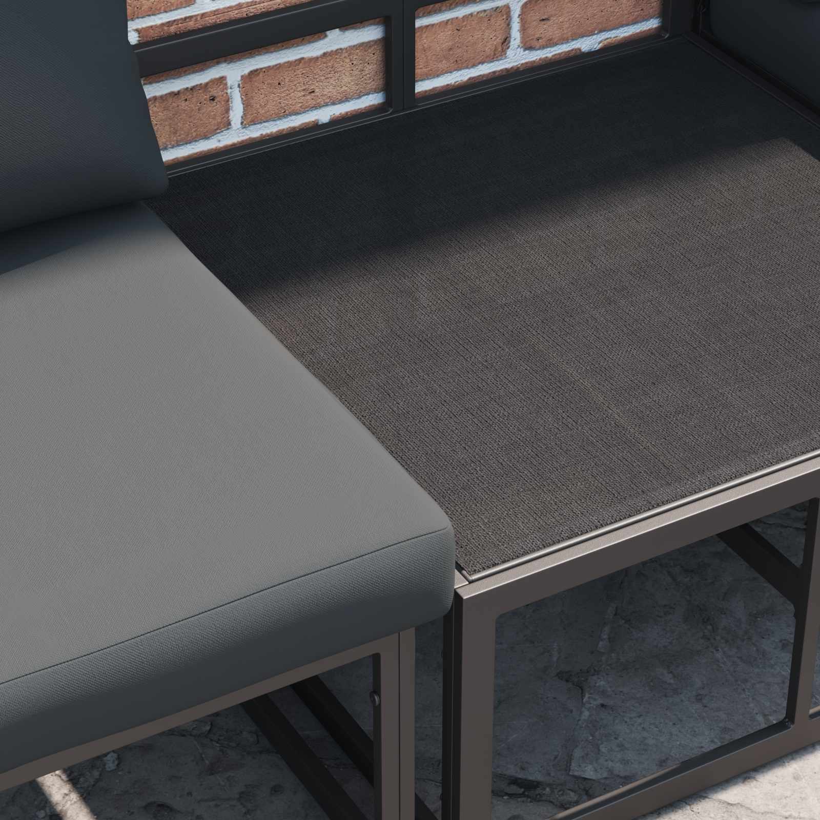 Gartensofa-set 9 stk. Schwarz Aluminium