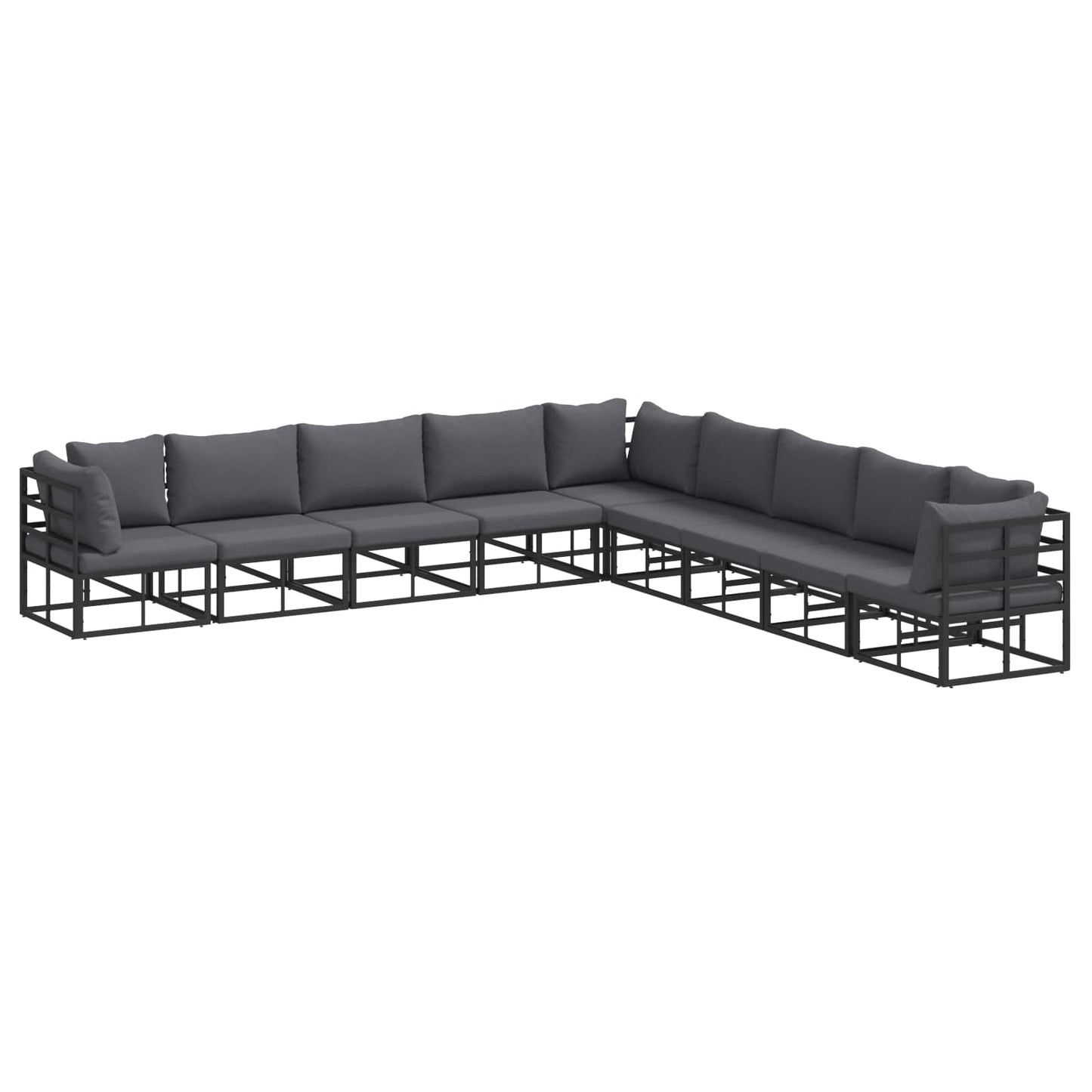 Gartensofa-set 9 stk. Schwarz Aluminium