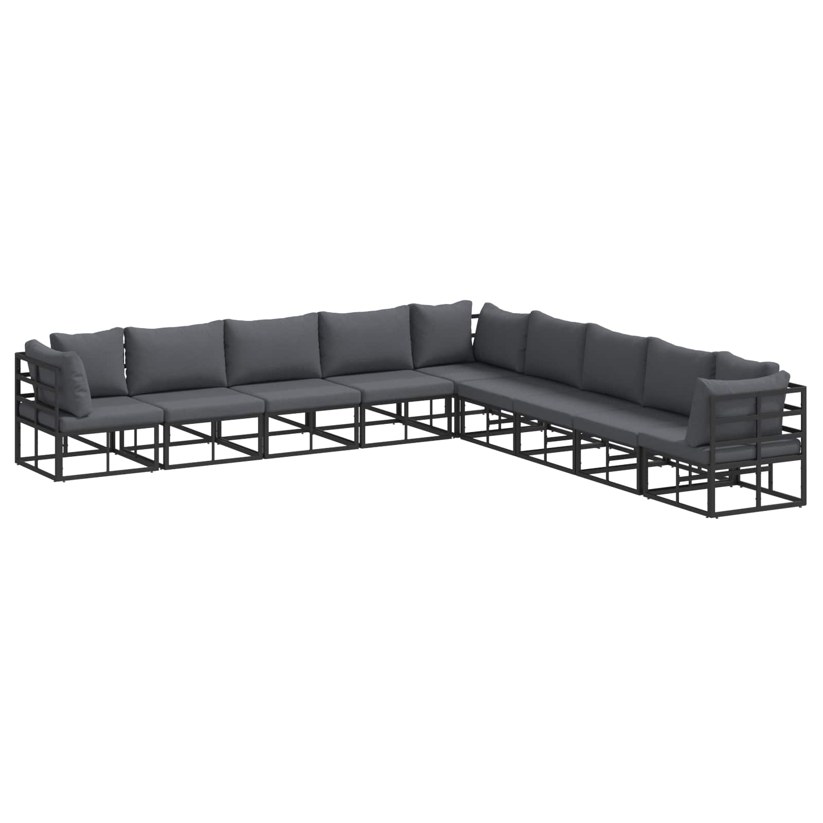 Gartensofa-set 9 stk. Schwarz Aluminium