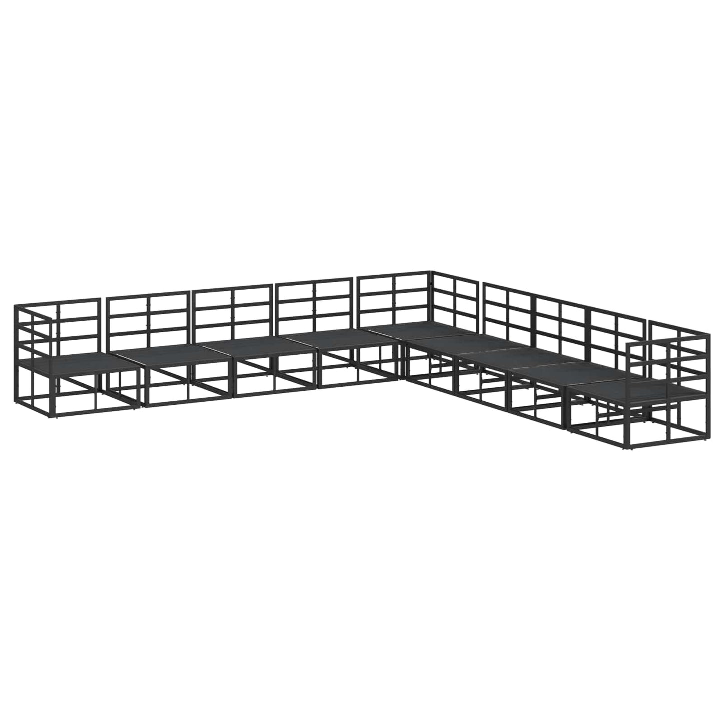 Gartensofa-set 9 stk. Schwarz Aluminium