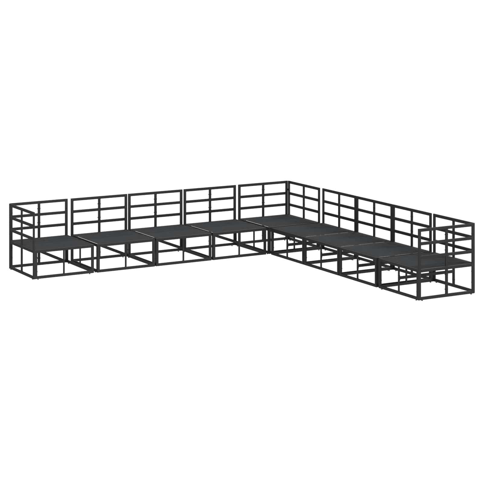 Gartensofa-set 9 stk. Schwarz Aluminium