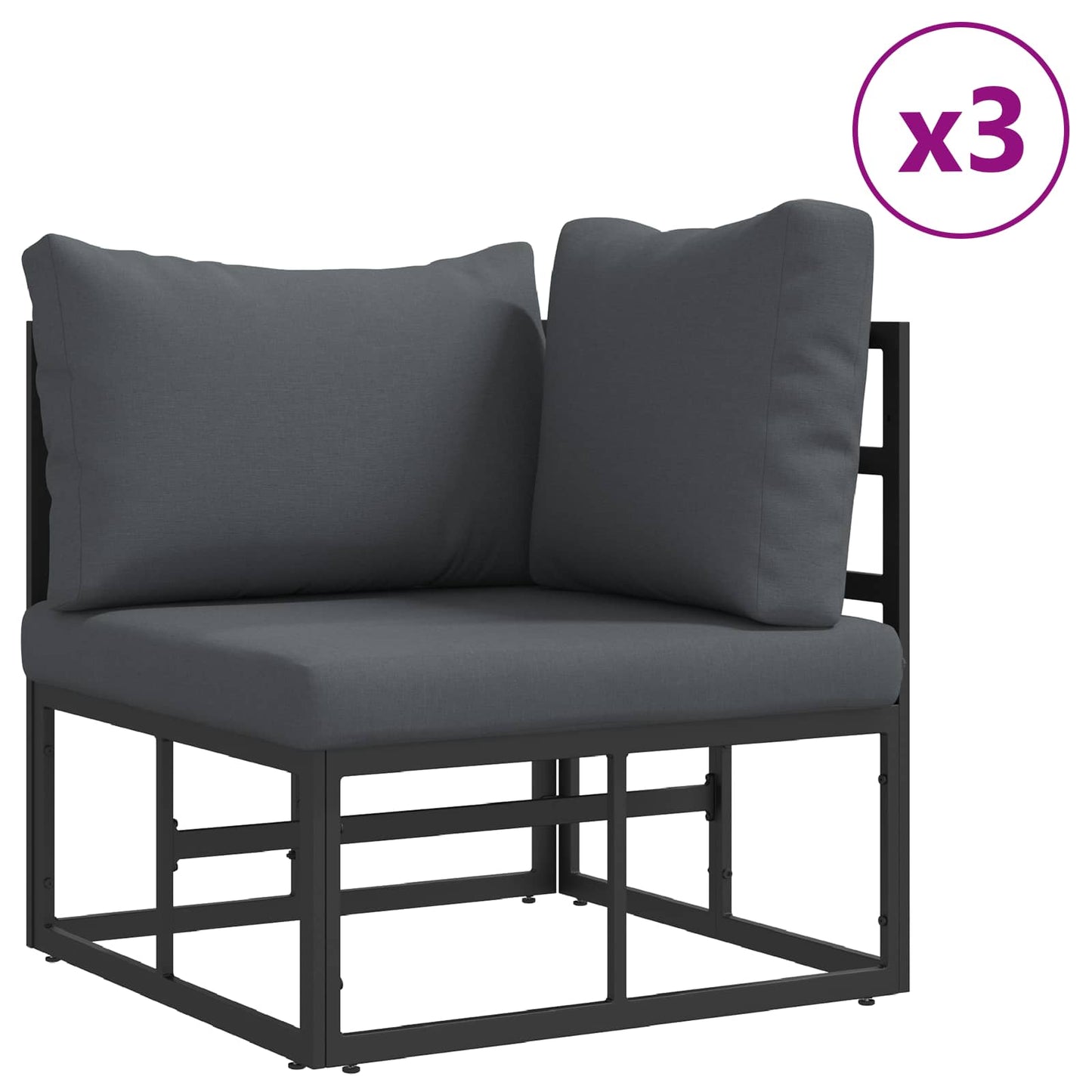 Gartensofa-set 9 stk. Schwarz Aluminium