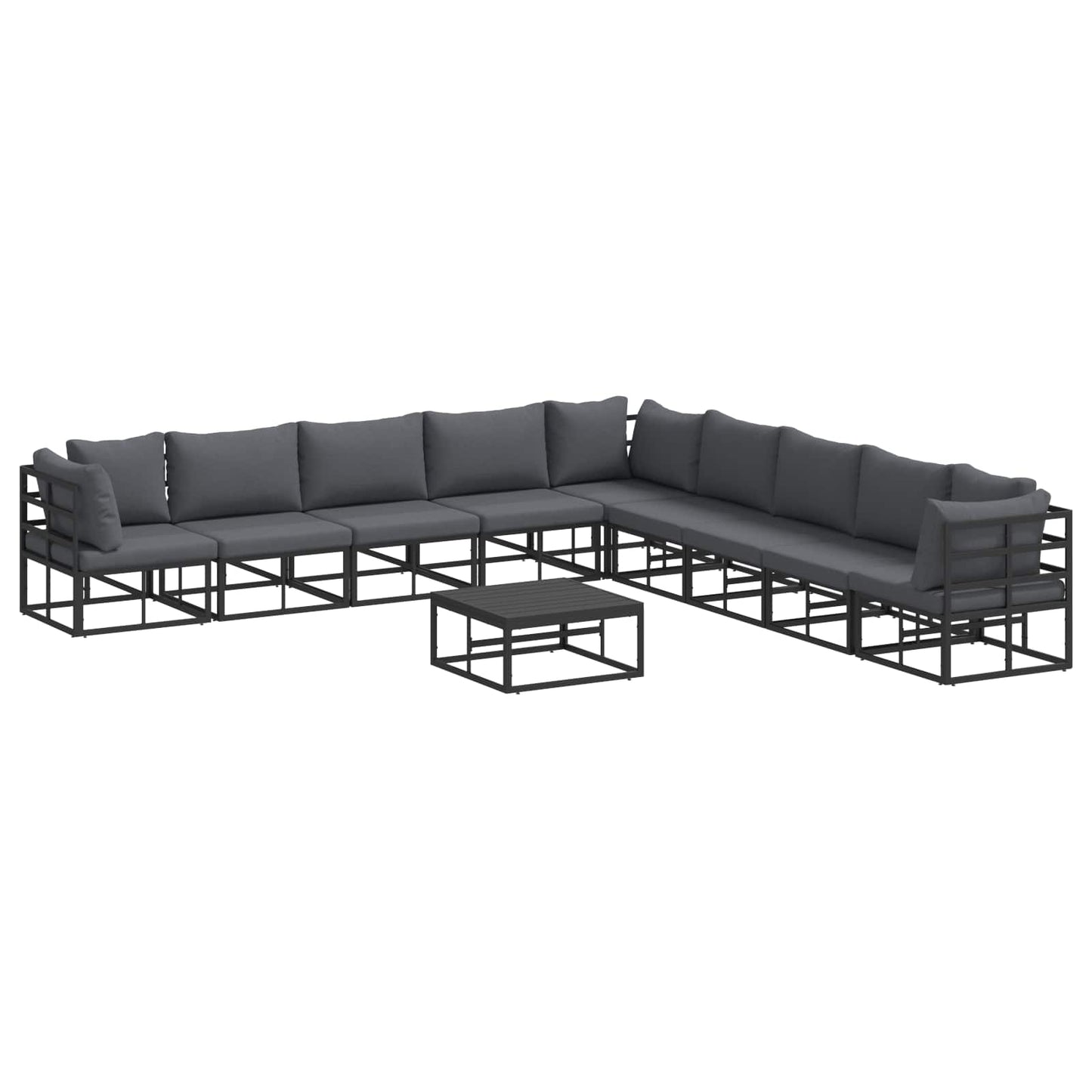 Gartensofa-set 10 stk. Schwarz Aluminium