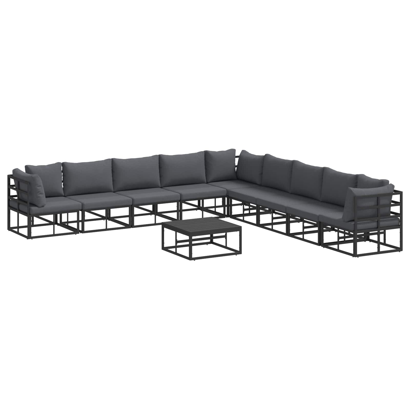 Gartensofa-set 10 stk. Schwarz Aluminium