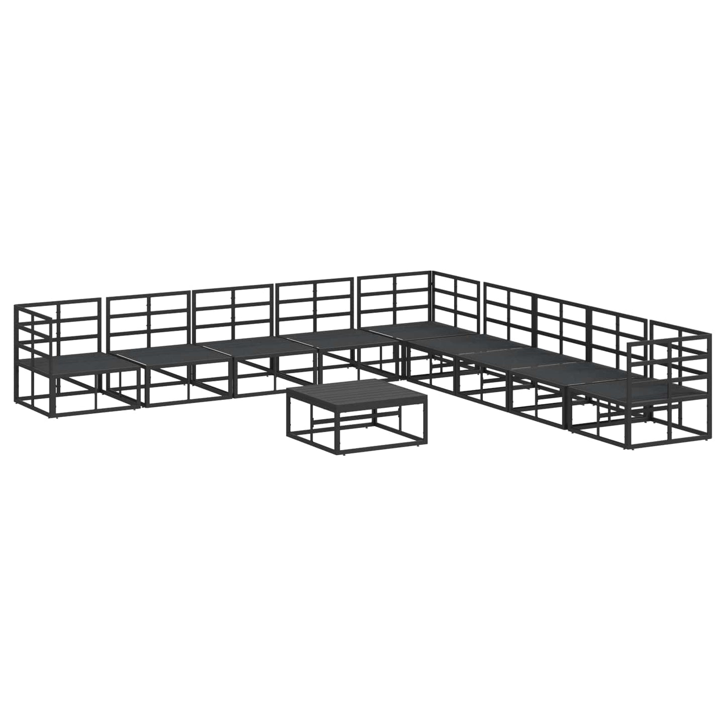 Gartensofa-set 10 stk. Schwarz Aluminium
