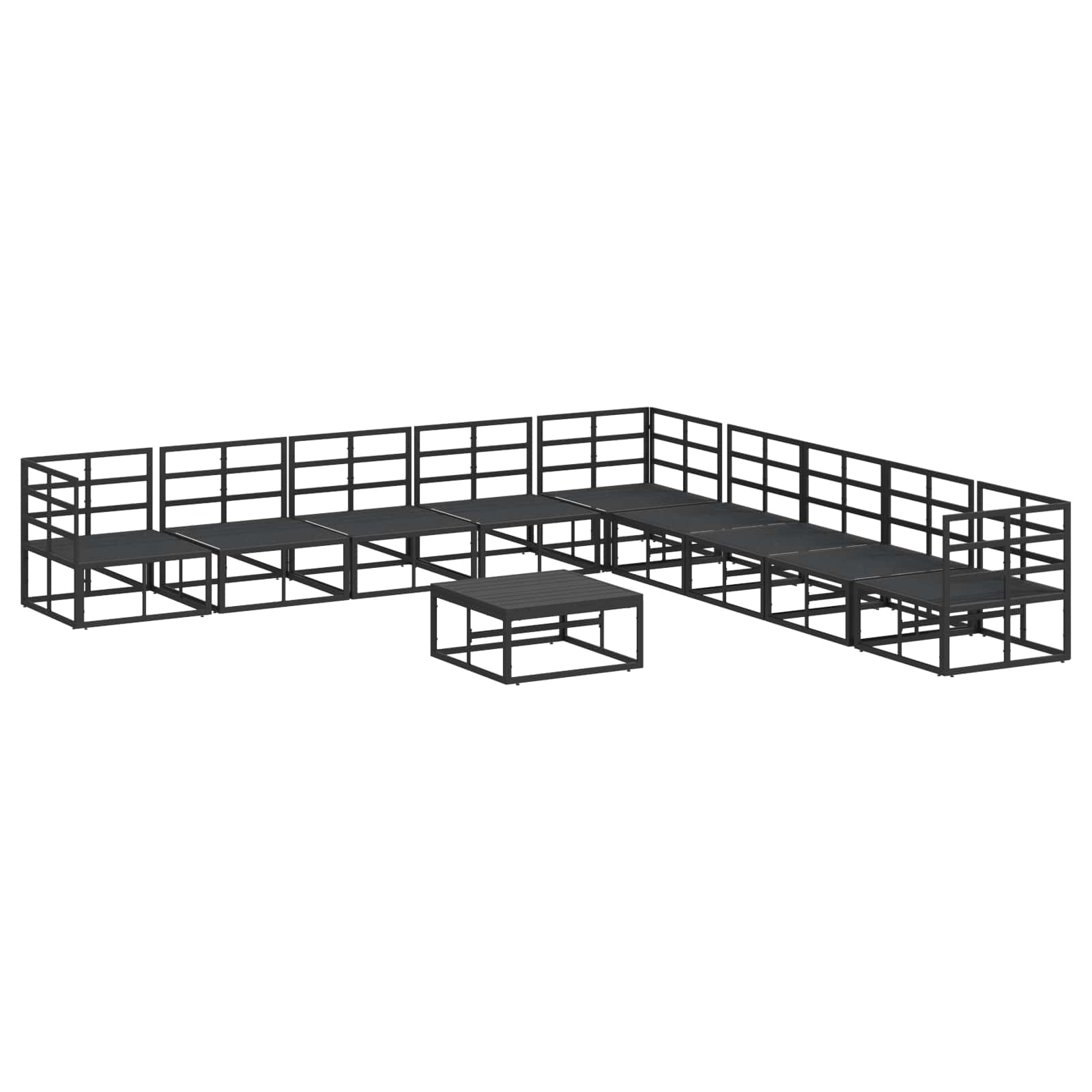 Gartensofa-set 10 stk. Schwarz Aluminium