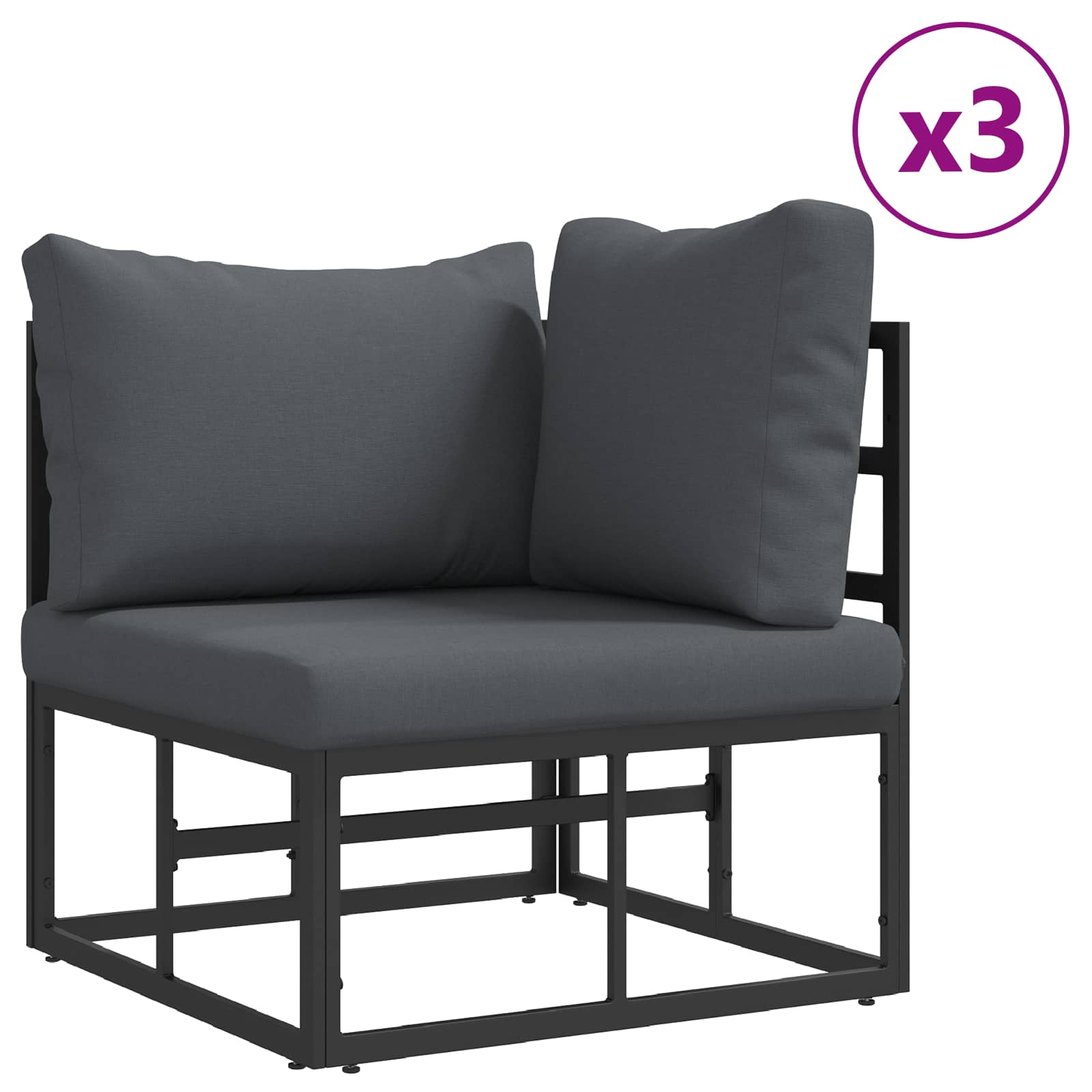 Gartensofa-set 10 stk. Schwarz Aluminium
