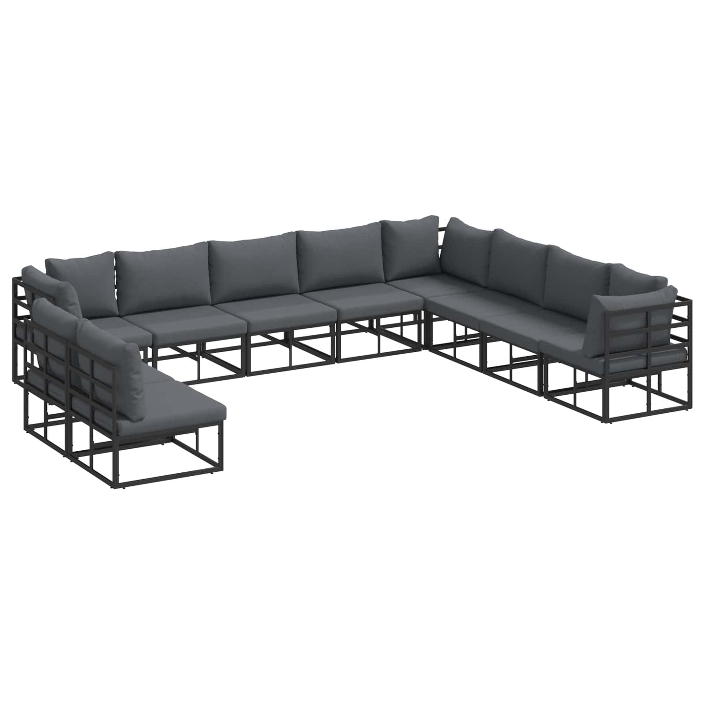 Gartensofa-set 10 stk. Schwarz Aluminium