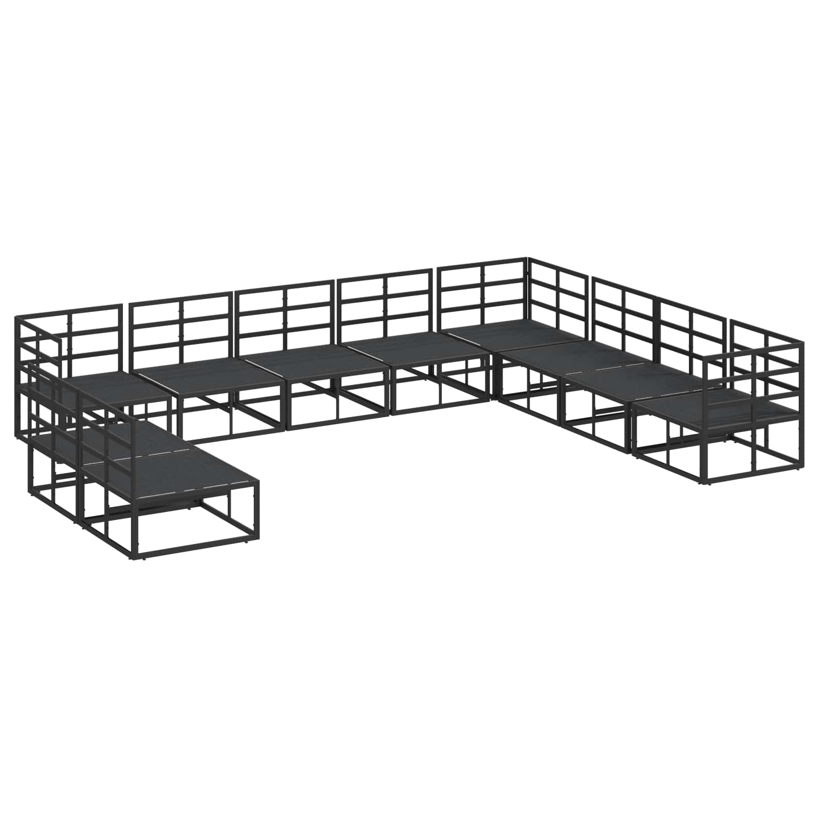 Gartensofa-set 10 stk. Schwarz Aluminium