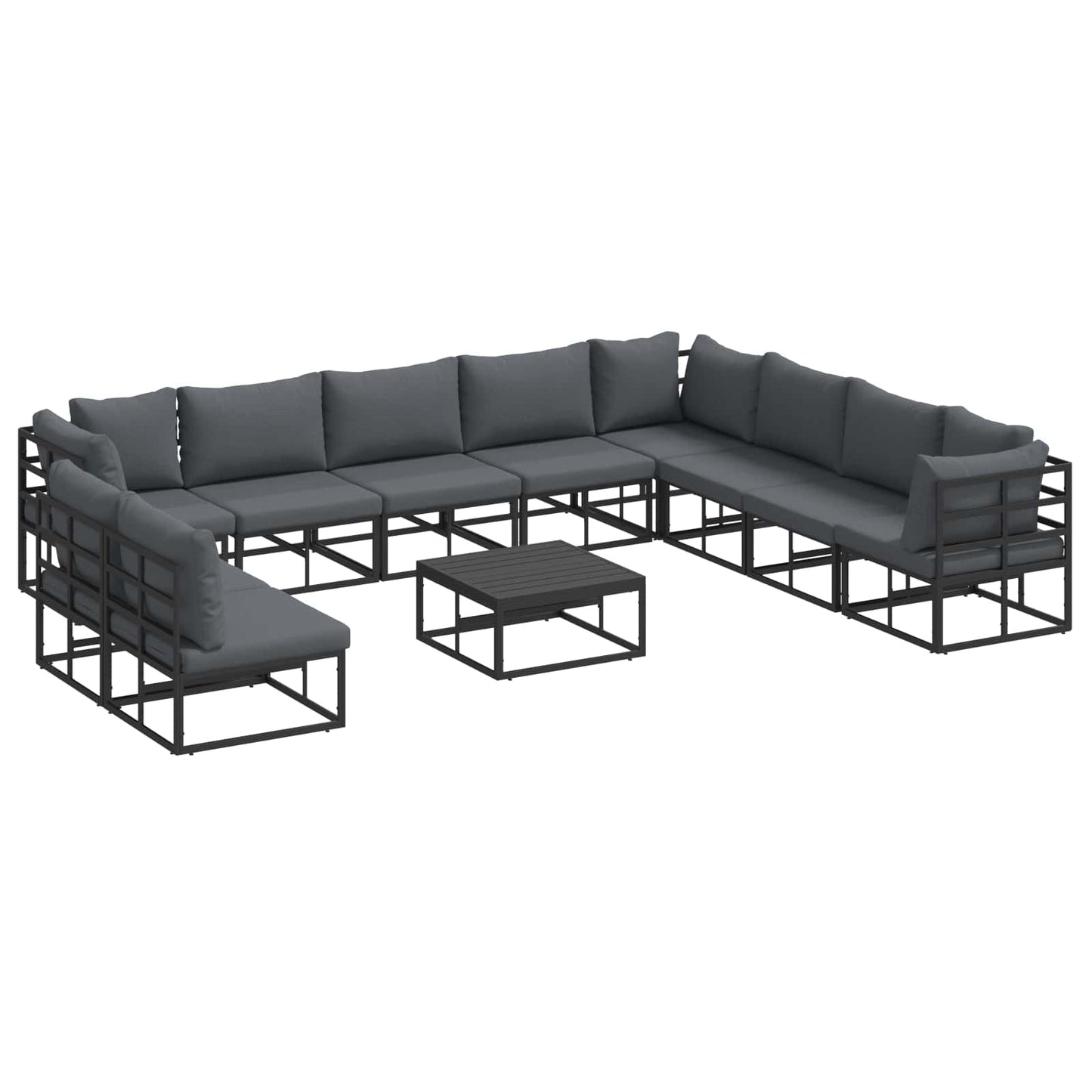 Gartensofa-set 11 stk. Schwarz Aluminium
