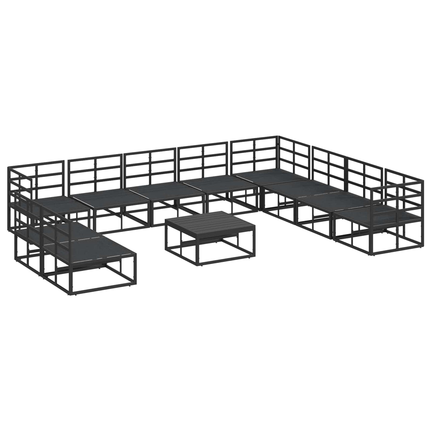 Gartensofa-set 11 stk. Schwarz Aluminium