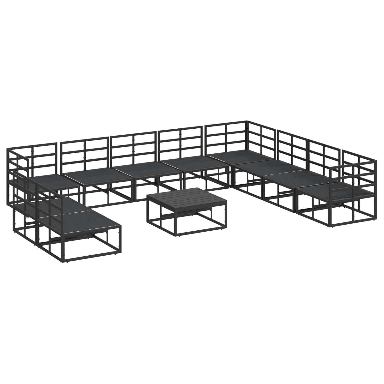 Gartensofa-set 11 stk. Schwarz Aluminium