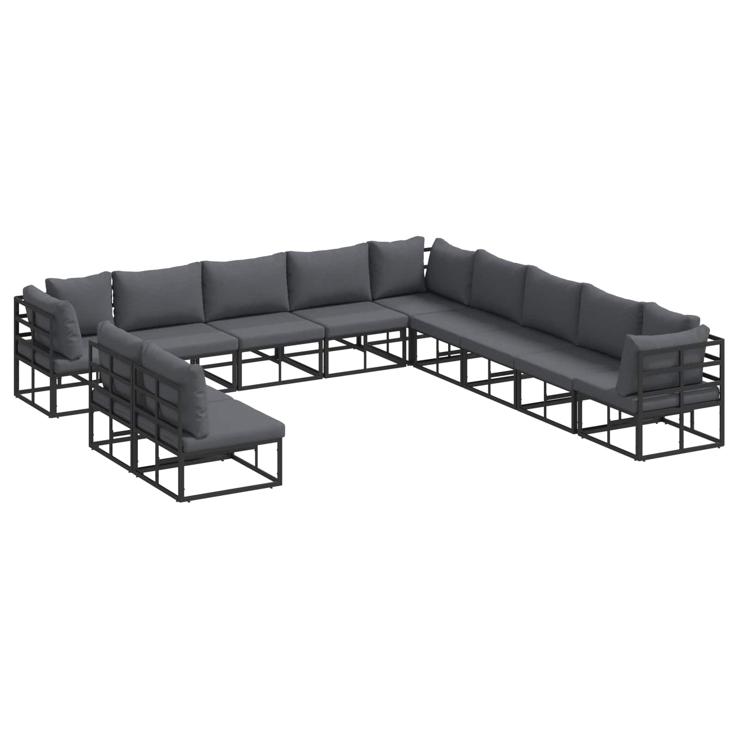 Gartensofa-set 11 stk. Schwarz Aluminium