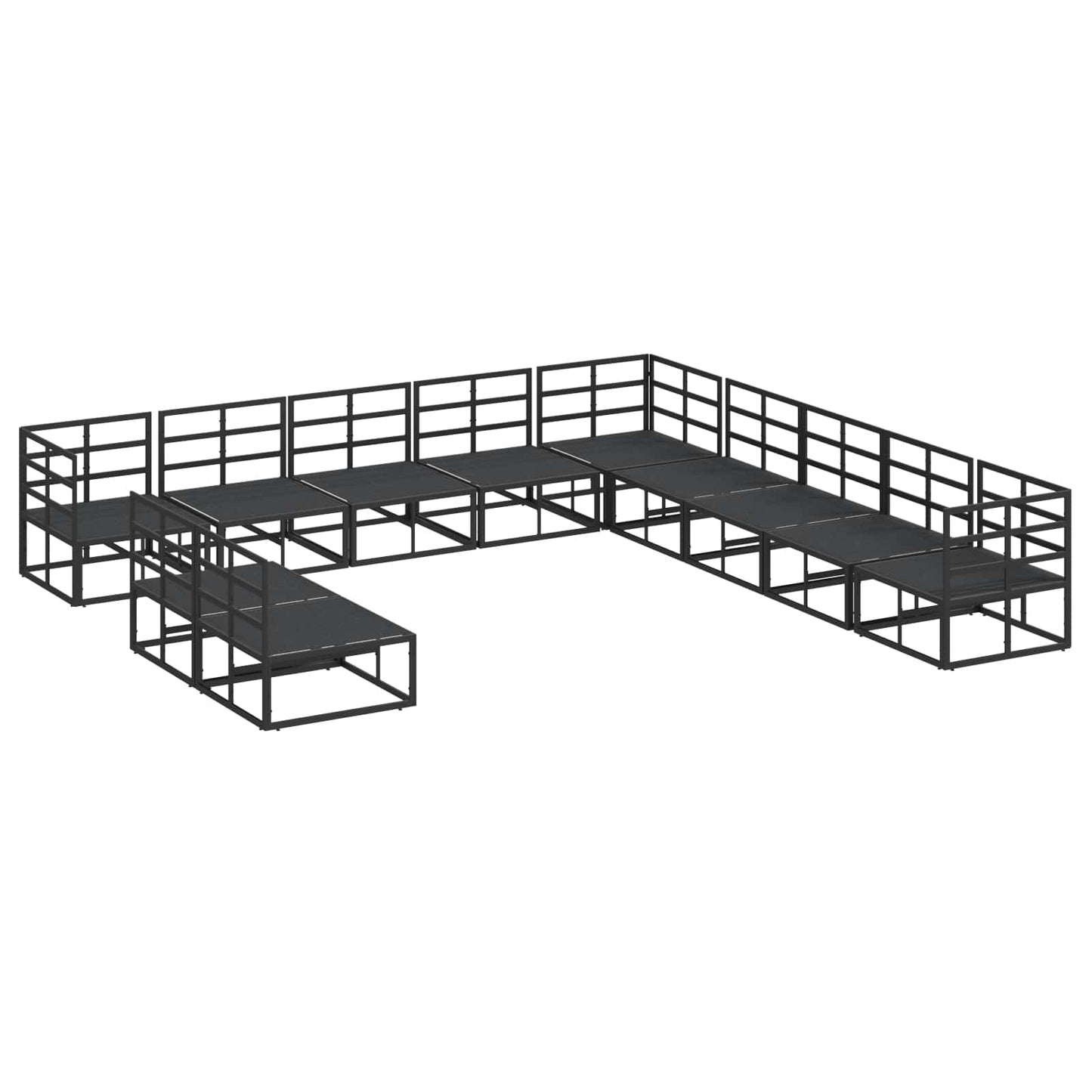Gartensofa-set 11 stk. Schwarz Aluminium