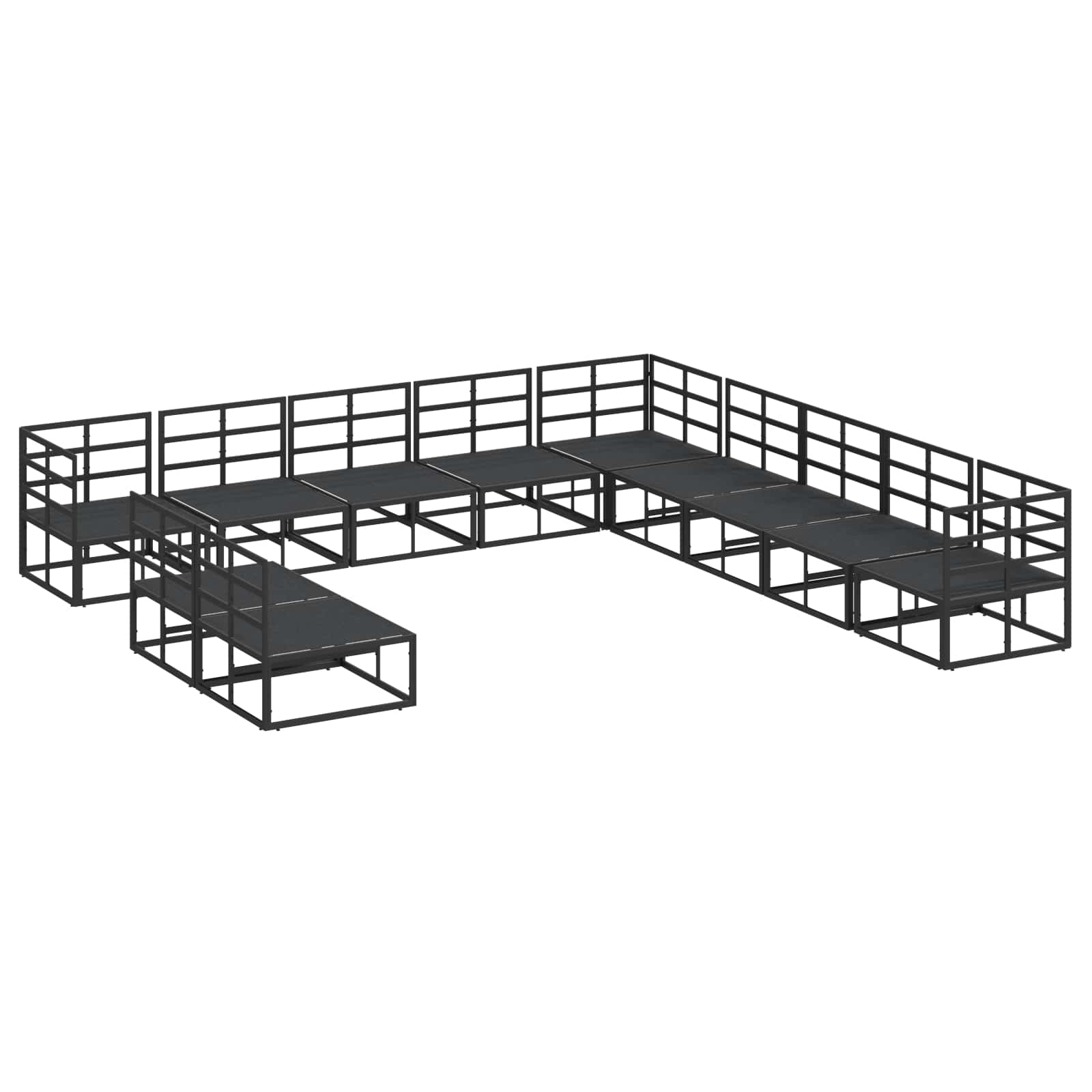 Gartensofa-set 11 stk. Schwarz Aluminium
