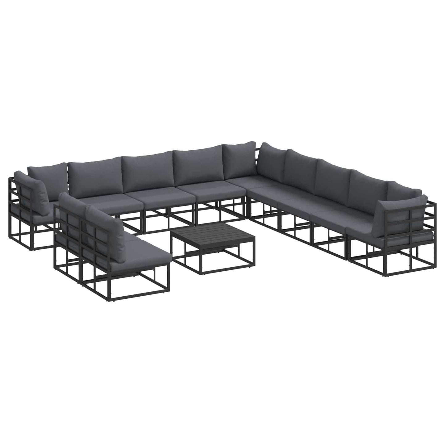 Gartensofa-set 12 stk. Schwarz Aluminium