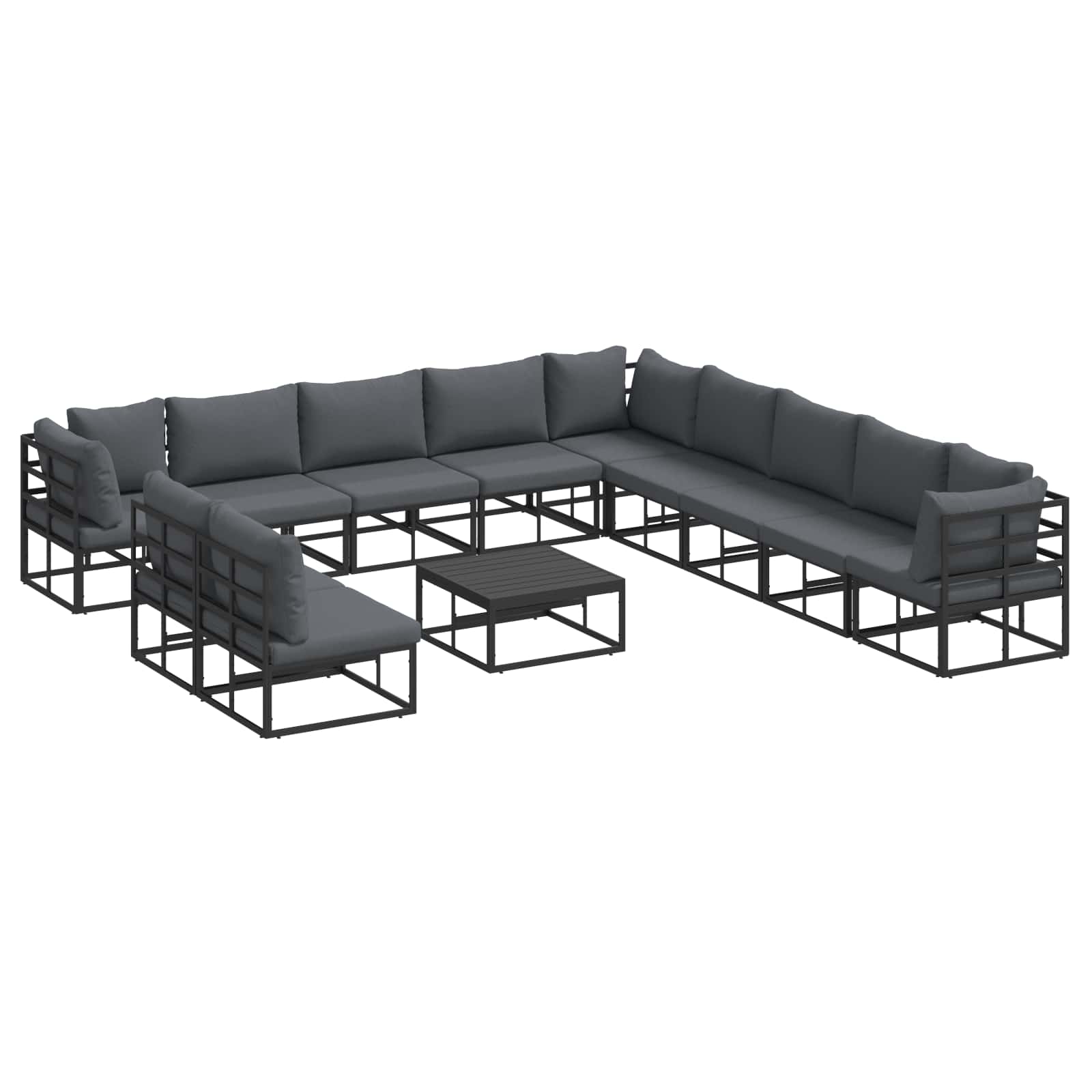 Gartensofa-set 12 stk. Schwarz Aluminium