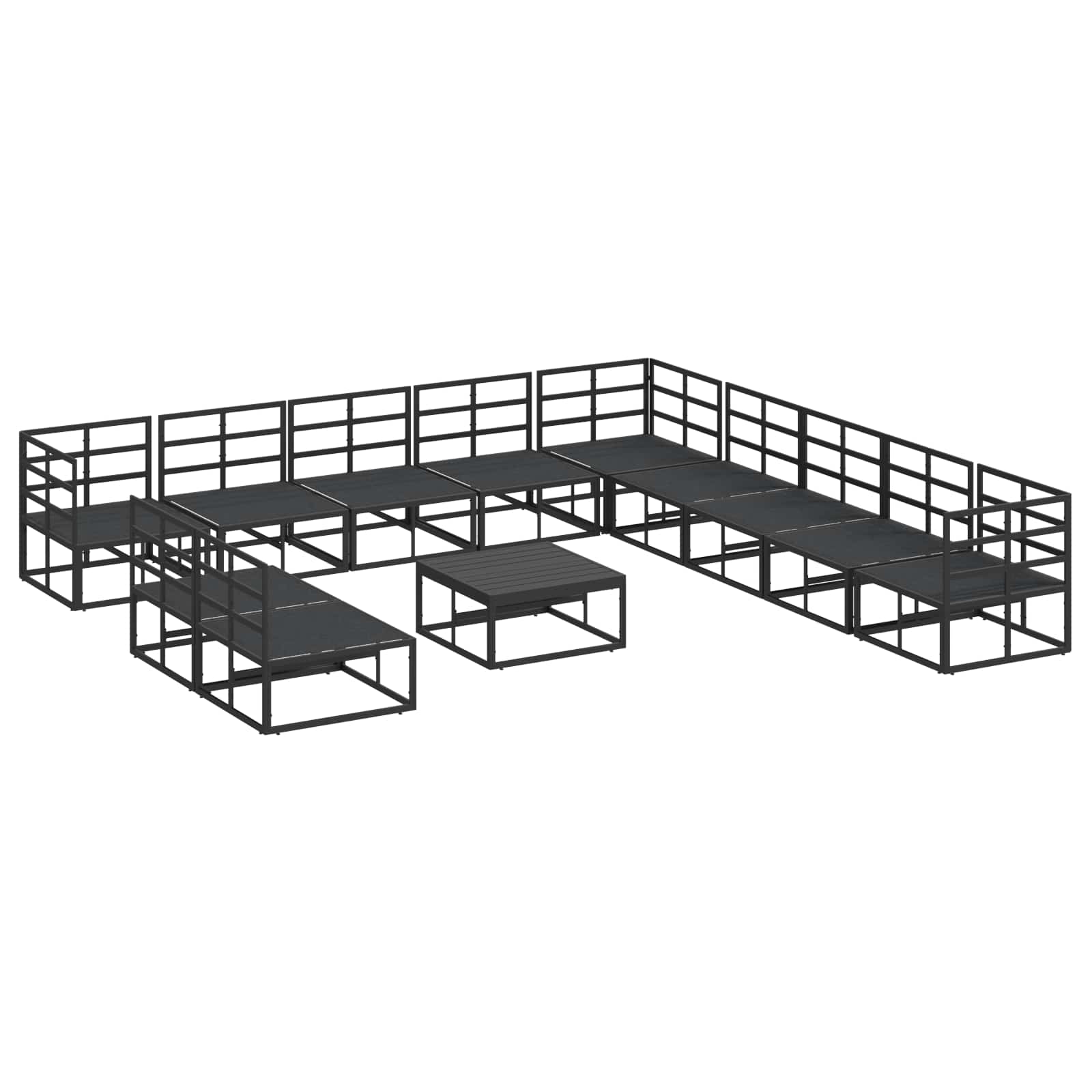 Gartensofa-set 12 stk. Schwarz Aluminium