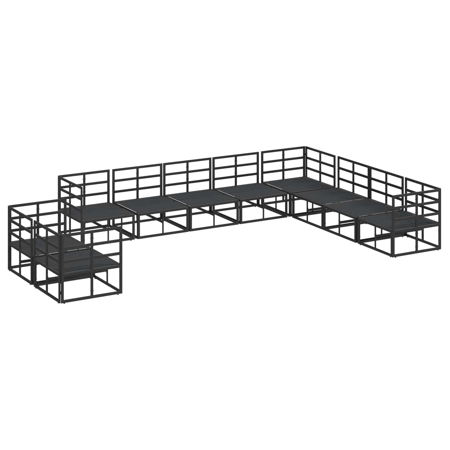 Gartensofa-set mit Kissen 10 pcs Schwarz Aluminium