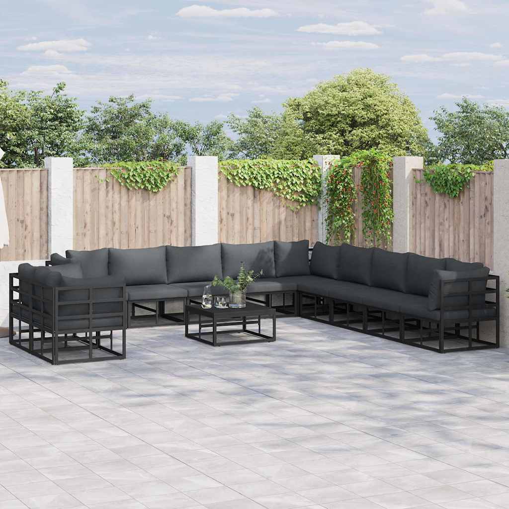Gartensofa-set 11 stk. Schwarz Aluminium