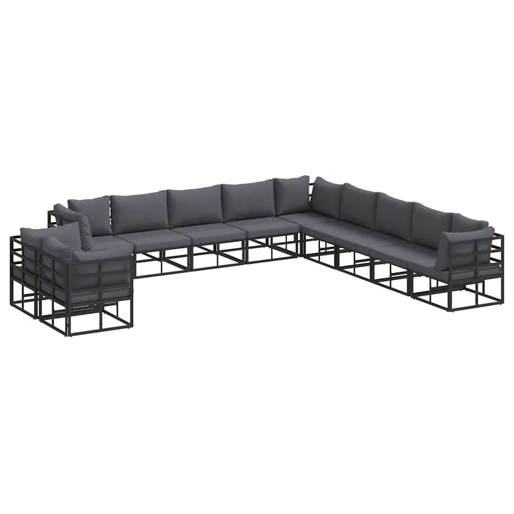 Gartensofa-set 11 stk. Schwarz Aluminium