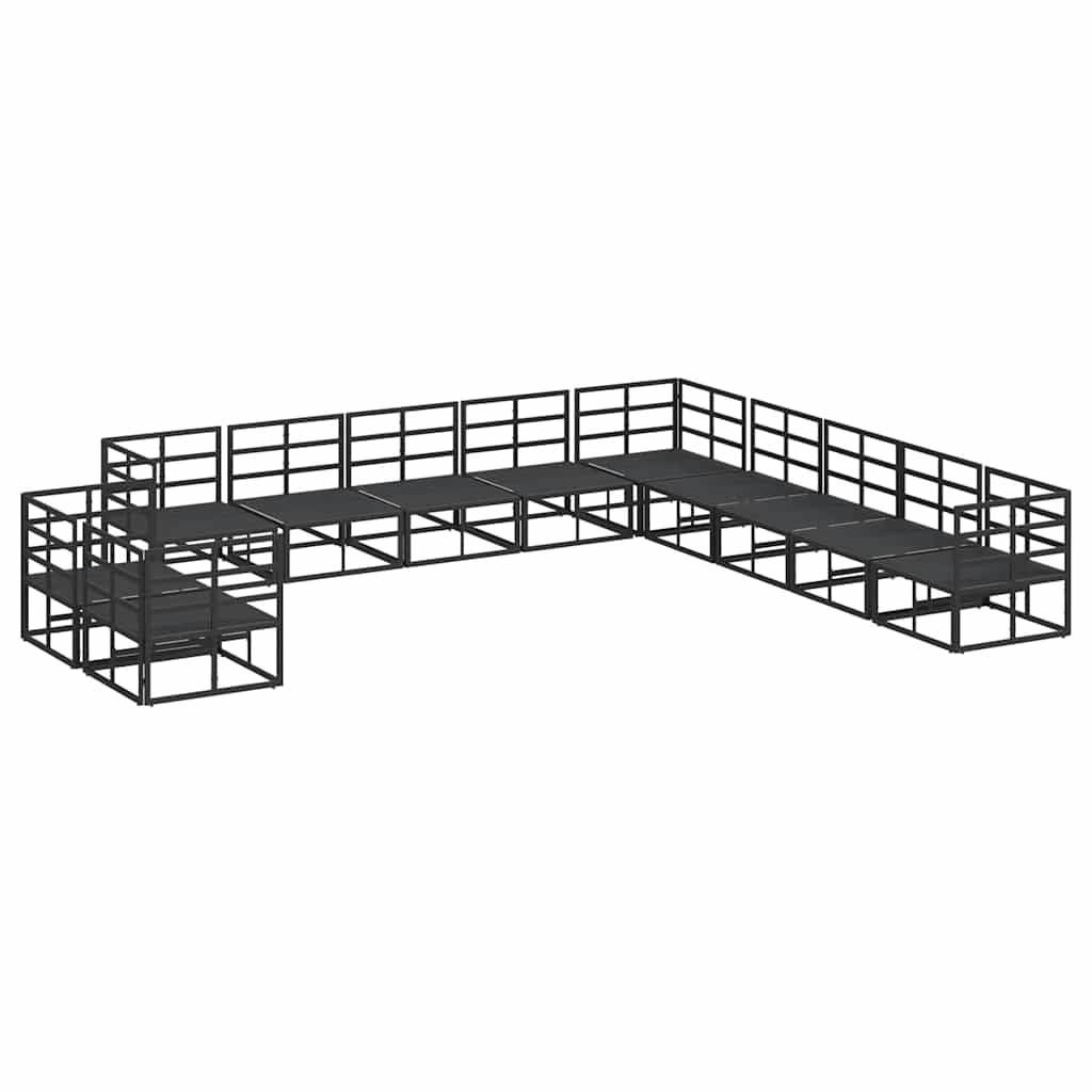 Gartensofa-set 11 stk. Schwarz Aluminium