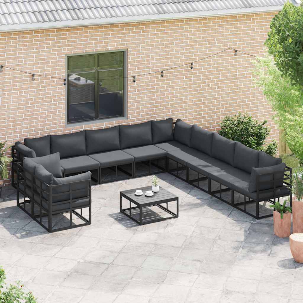 Gartensofa-set 12 stk. Schwarz Aluminium