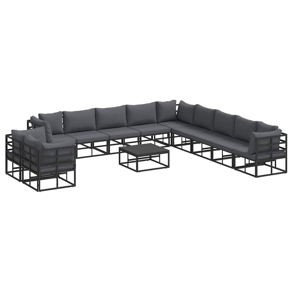Gartensofa-set 12 stk. Schwarz Aluminium